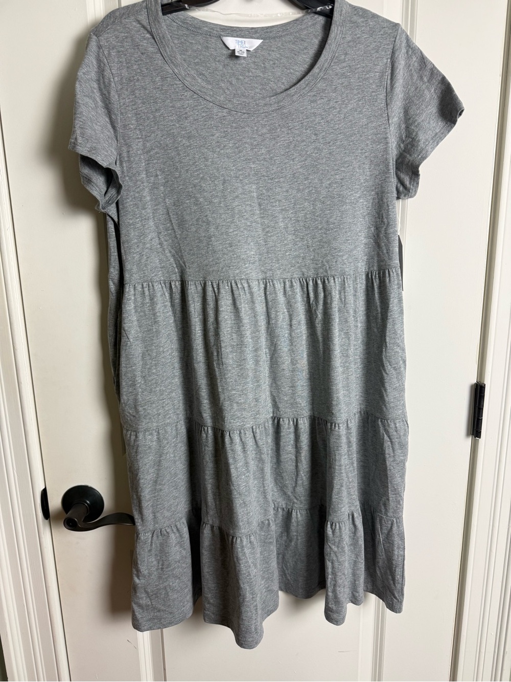 Time and Tru Grey Tiered Short Sleeve Kids Dress